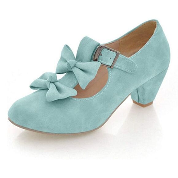 Women’s Shoes Bows Round Toe Mary Jane Low Heel Size 39 (8-8.5 US) NEW - Picture 1 of 12